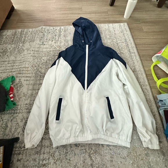 Medium navy blue and white rain jacket - Picture 2 of 2